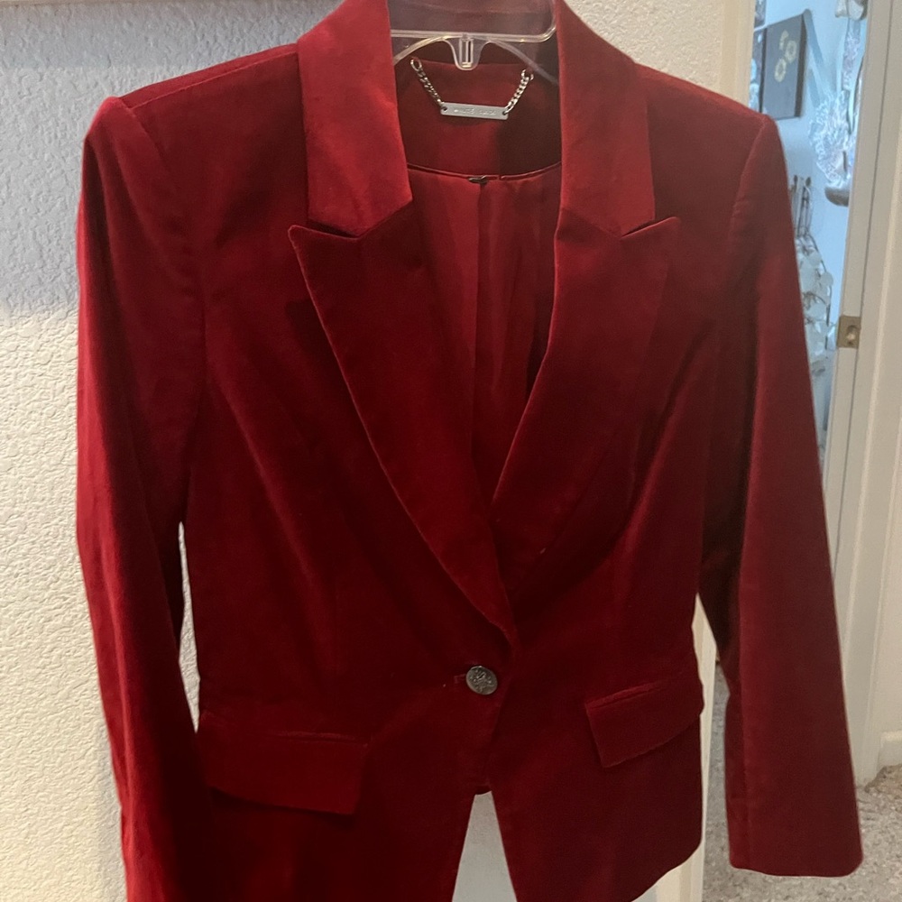 White House Black Market Deep Red Velvet Blazer